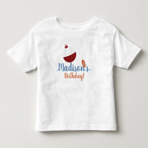 T-shirt Pour Les Tous Petits Pêche avec appât Premier anniversaire Nom de la fê