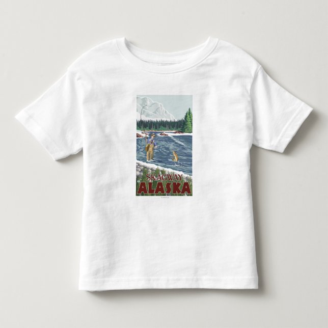 T-shirt Pour Les Tous Petits Pêcheur de mouche - Skagway, Alaska (Devant)