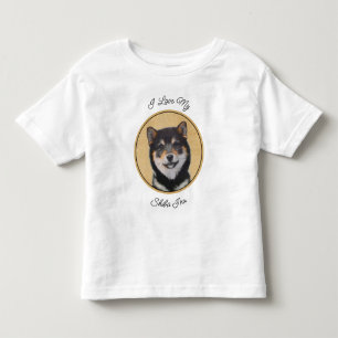 T-shirt Pour Les Tous Petits Peinture Shiba Inu (Noir et Tan) - Art Chien
