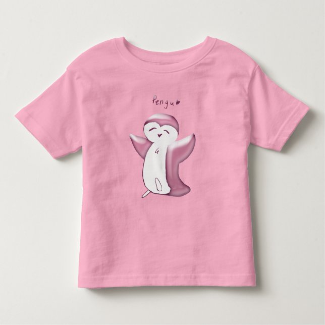 T-shirt Pour Les Tous Petits Pengu Happy Penguin (DustyRose) Tiger (Devant)