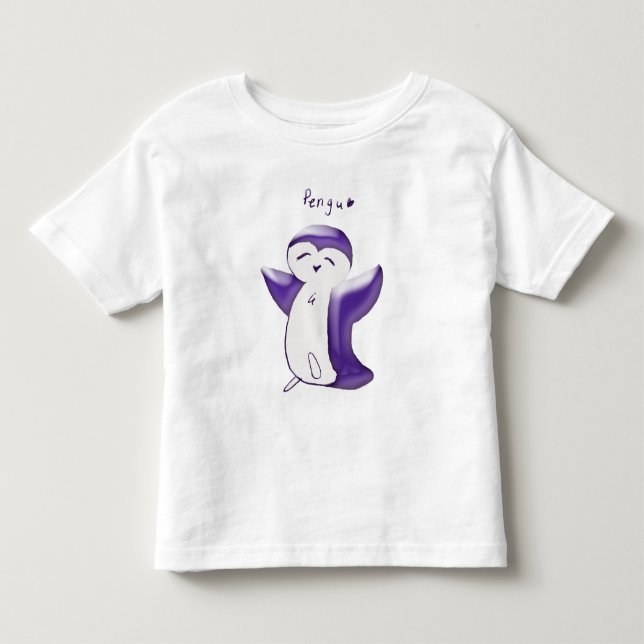 T-shirt Pour Les Tous Petits Pengu Happy Penguin (Violet) Tiguette (Devant)