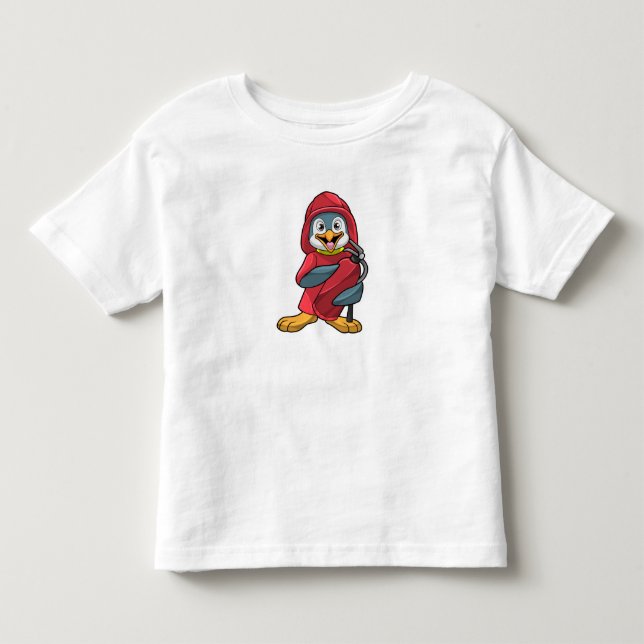 T-shirt Pour Les Tous Petits Penguin comme pompier avec Extinguisher (Devant)