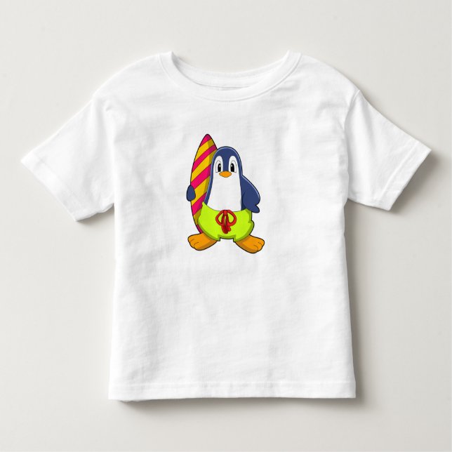 T-shirt Pour Les Tous Petits Penguin comme surfer avec Surfer (Devant)