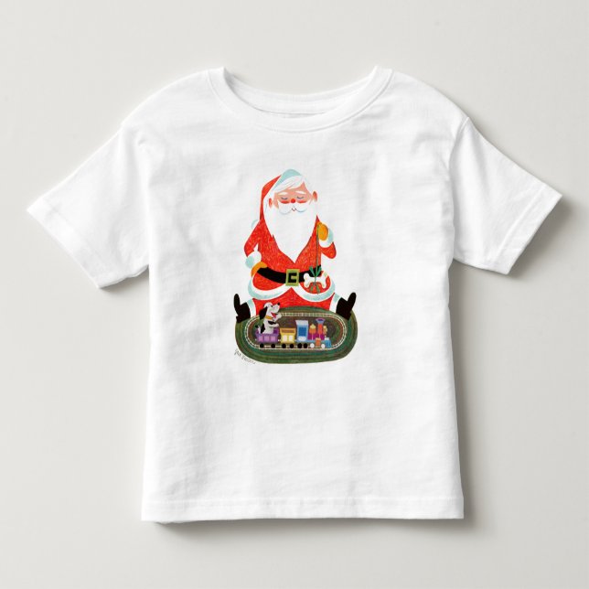 T-shirt Pour Les Tous Petits Père Noël avec le train (Devant)