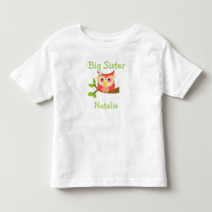 T-shirt Pour Les Tous Petits Personnalisé Ajouter un nom Owl Big Sister