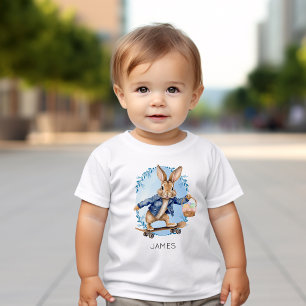 T-shirt Pour Les Tous Petits Personnalisé Nom Easter Bunny Boy Skateboard