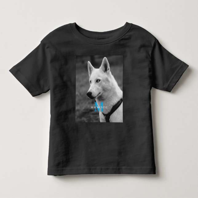 T-shirt Pour Les Tous Petits Personnalisé Personnalisé Monogramme Élégant chien (Devant)