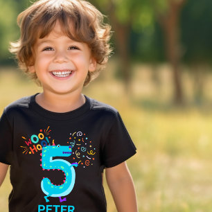 T-shirt Pour Les Tous Petits PERSONNALISEZ-LE ! Woohoo Monstre 5ème Anniversair