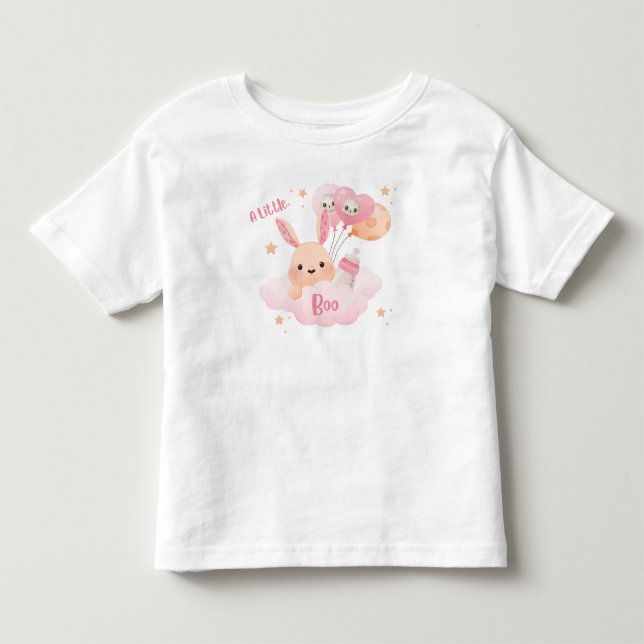 T-shirt Pour Les Tous Petits Petit Baby shower d'Halloween rose Boo (Devant)