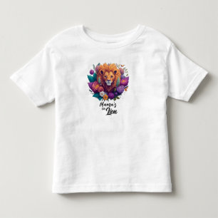 T-shirt Pour Les Tous Petits Petit lionceau de maman avec fleurs