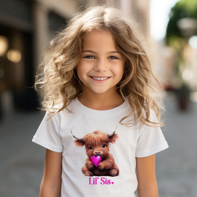 T-shirt Pour Les Tous Petits Petite Soeur Vache Bébé Rose Mignonne (Créateur téléchargé)