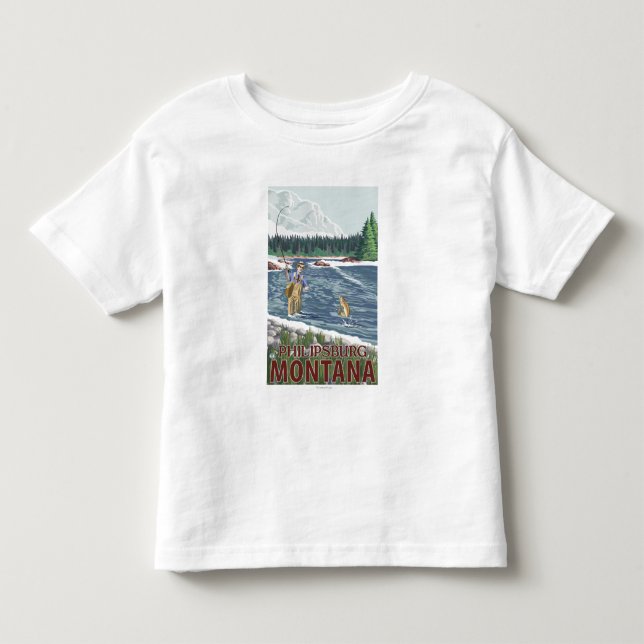 T-shirt Pour Les Tous Petits Philipsburg, pêcheur de MontanaFly (Devant)