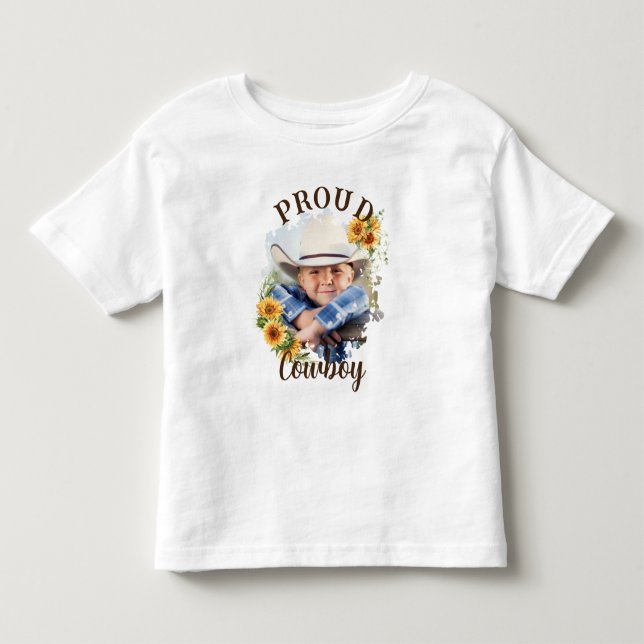 T-shirt Pour Les Tous Petits Photo de cowboy personnalisé Texte Accent de tourn (Devant)