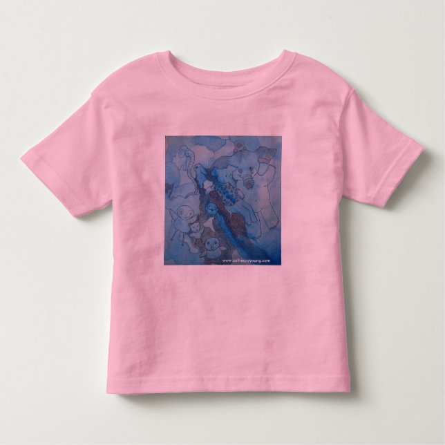 T-shirt Pour Les Tous Petits Pièce en t bleue d'éléphants (Devant)