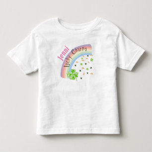 T-shirt Pour Les Tous Petits Pièce en t chanceuse personnalisée d'arc-en-ciel