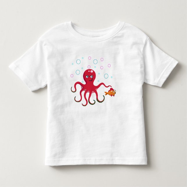 T-shirt Pour Les Tous Petits Pieuvre rouge (Devant)