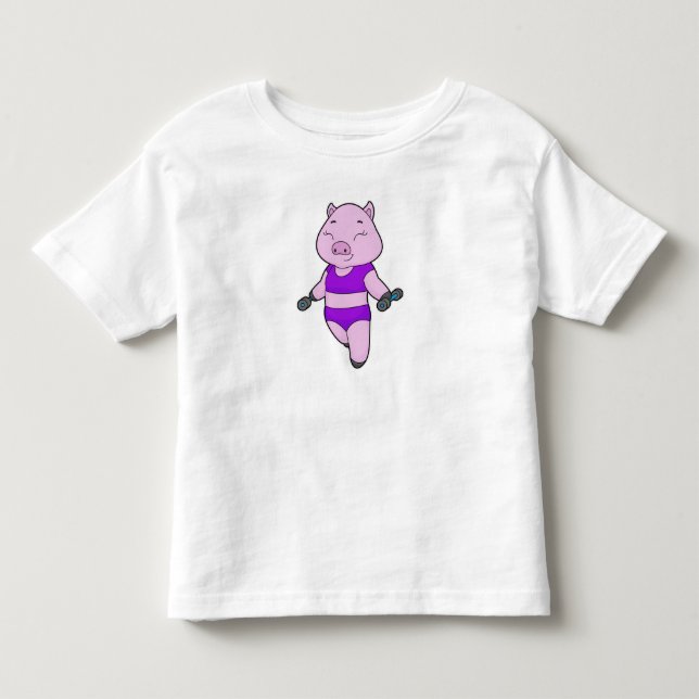 T-shirt Pour Les Tous Petits Pig Fitness Dumbbell (Devant)