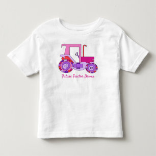 T-shirt Pour Les Tous Petits Pilote de tracteur rose