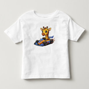 T-shirt Pour Les Tous Petits Pilote de voiture de course bébé girafe mignon
