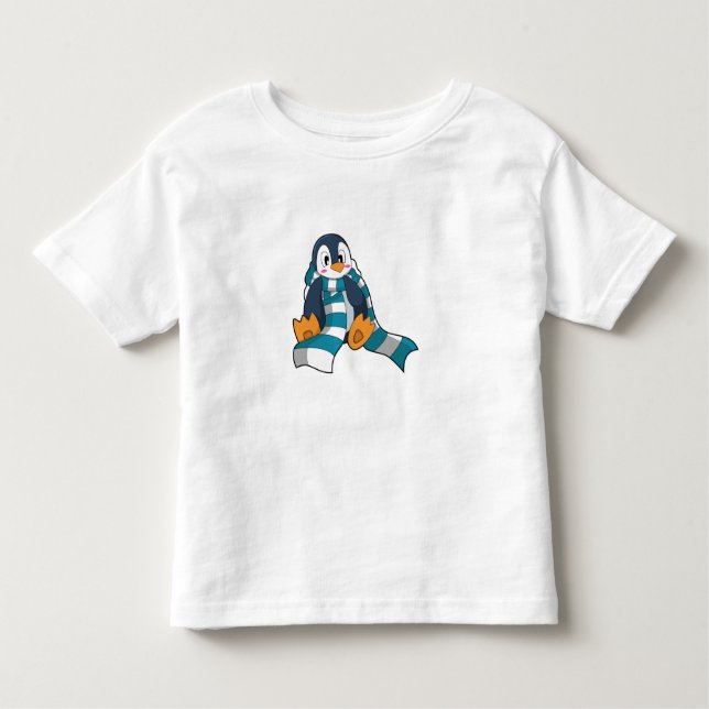 T-shirt Pour Les Tous Petits Pingouin avec Écharpe (Devant)
