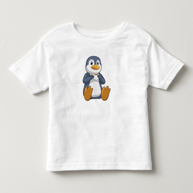 T-shirt Pour Les Tous Petits Pingouin avec la coupe du café (Devant)
