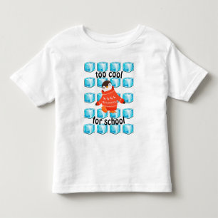 T-shirt Pour Les Tous Petits Pingouin Caricature "Trop Cool Pour L'École"