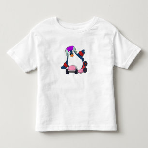 T-shirt Pour Les Tous Petits Pingouin comme Patineur Inline avec Patins Inline