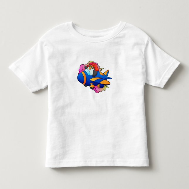 T-shirt Pour Les Tous Petits Pingouin comme pilote avec avion (Devant)
