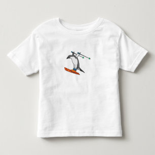 T-shirt Pour Les Tous Petits Pingouin comme Saut à ski avec Ski