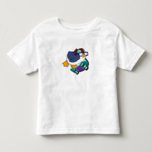 T-shirt Pour Les Tous Petits Pingouin en patinage avec skateboard