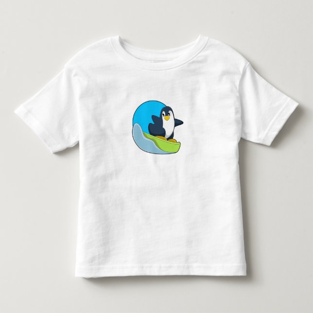 T-shirt Pour Les Tous Petits Pingouin en Snowboardeur avec Sonowboard.PNG (Devant)