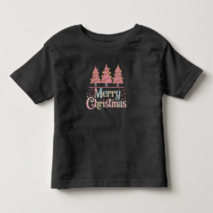 T-shirt Pour Les Tous Petits Pink Tree Noël Fête Fille d'hiver