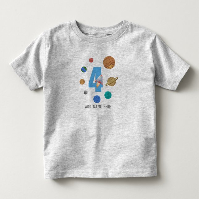 T-shirt Pour Les Tous Petits Planètes du système solaire du 4ème anniversaire (Devant)