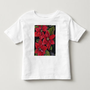T-shirt Pour Les Tous Petits Poinsettia Vibrant à l'Aquarelle  