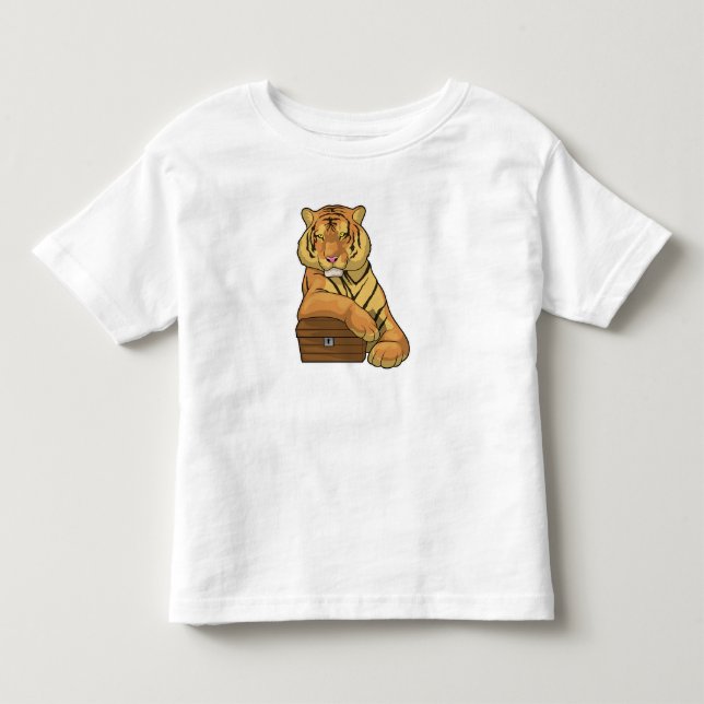T-shirt Pour Les Tous Petits Poitrine au trésor de tigre (Devant)