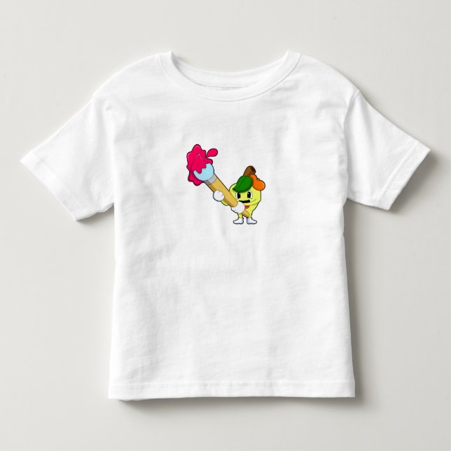 T-shirt Pour Les Tous Petits Pomme comme Peintre avec pinceau (Devant)