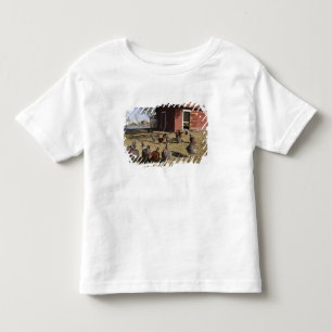 T-shirt Pour Les Tous Petits Poules travaillant aux alentours du poulailler Cli