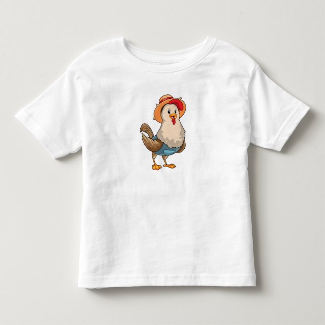 T-shirt Pour Les Tous Petits Poulet en fermier avec Casquette (Devant)