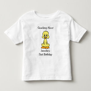 T-shirt Pour Les Tous Petits Premier anniversaire Joyeux Petit Canard Jaune