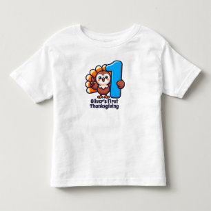 T-shirt Pour Les Tous Petits Premier Thanksgiving Customisé mignonne Turquie
