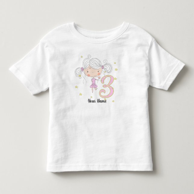 T-shirt Pour Les Tous Petits Princesse rose 3e anniversaire (Devant)