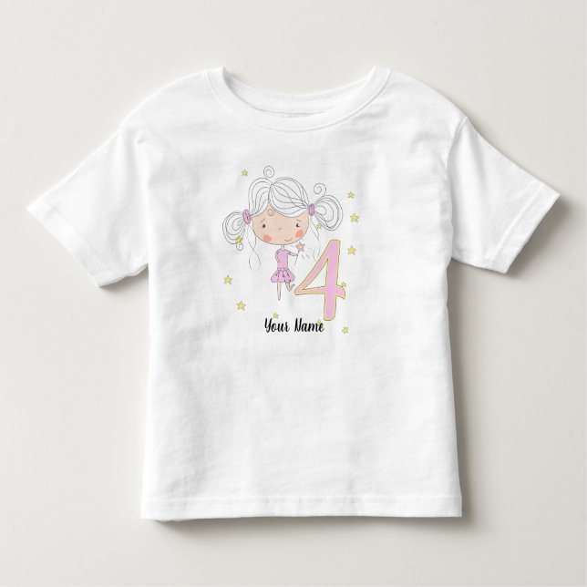 T-shirt Pour Les Tous Petits Princesse rose du 4e anniversaire (Devant)