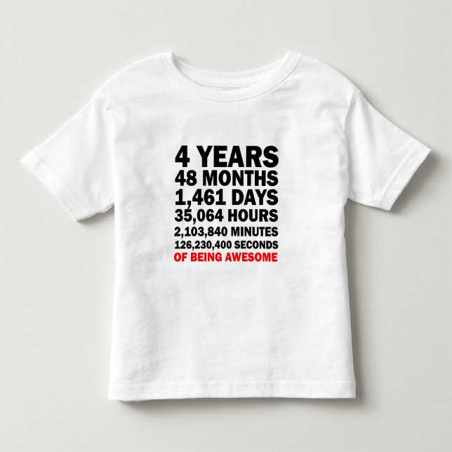 T-shirt Pour Les Tous Petits Quatre Ans D'Être Génial (Devant)