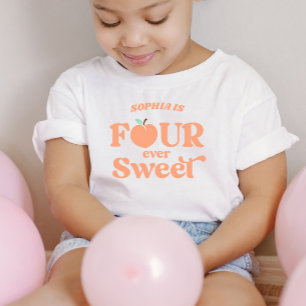T-shirt Pour Les Tous Petits Quatre Forever Sweet Peach Fruit 4ème Anniversaire