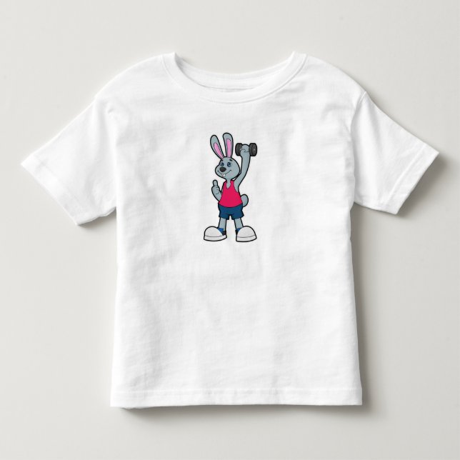 T-shirt Pour Les Tous Petits Rabbit à Fitness avec Dumbbell (Devant)