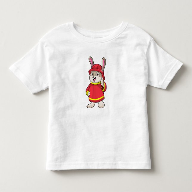 T-shirt Pour Les Tous Petits Rabbit comme pompier avec casque (Devant)