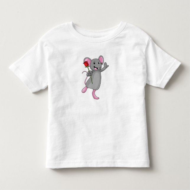 T-shirt Pour Les Tous Petits Rat avec fleur Rose (Devant)