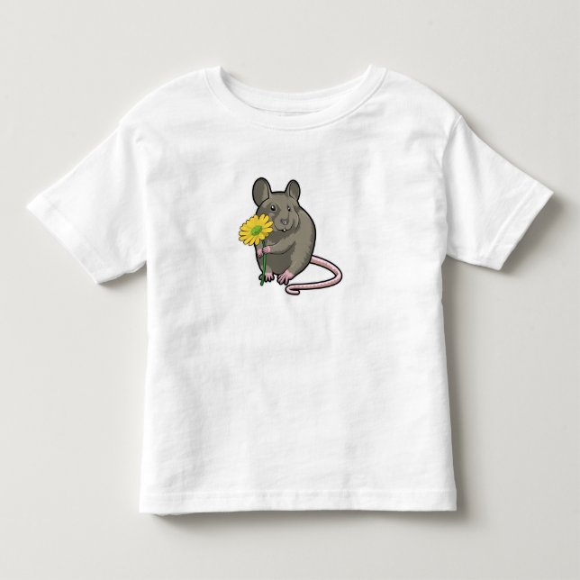 T-shirt Pour Les Tous Petits Rat avec fleurs jaunes (Devant)