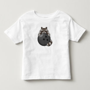 T-shirt Pour Les Tous Petits Raton laveur au bowling avec boule de bowling