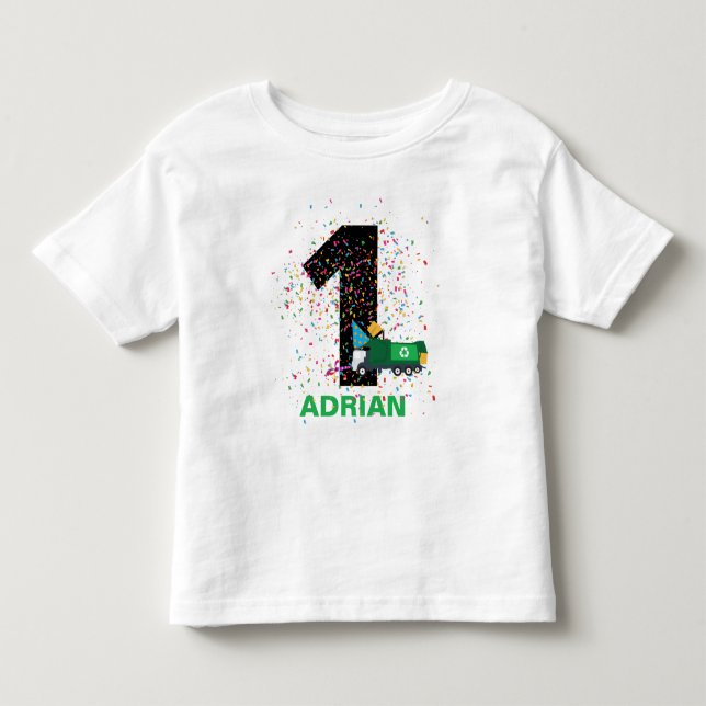T-shirt Pour Les Tous Petits Recyclage personnalisé Garbage Truck fête d'annive (Devant)